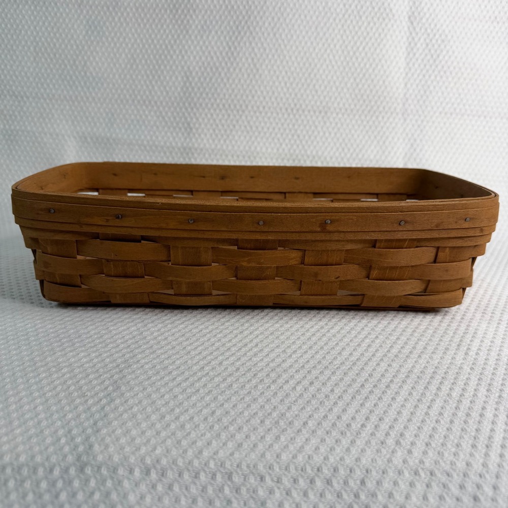 Longaberger 1988 Handwoven Rectangular Basket 13x5.5x4 Vintage Farmhouse Decor